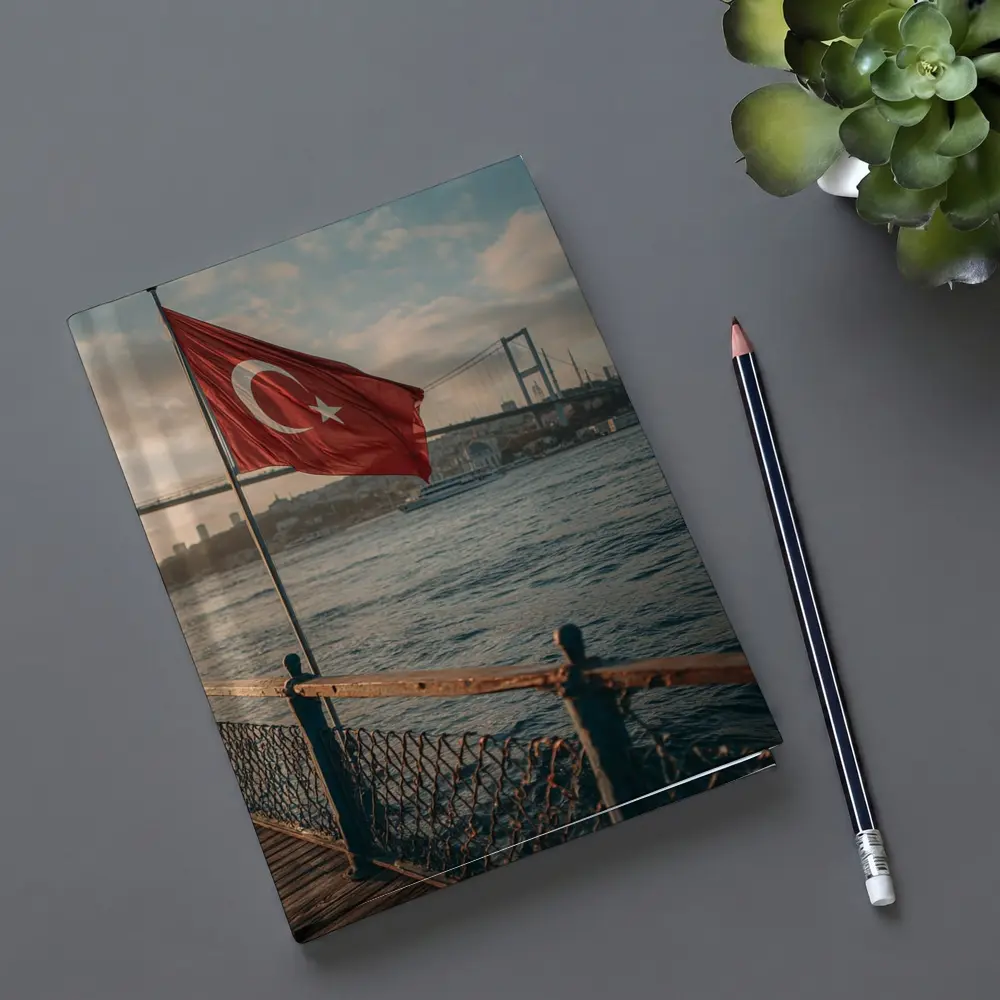 Turkish Flag Over Bosphorus Bridge Istanbul – Notebooks