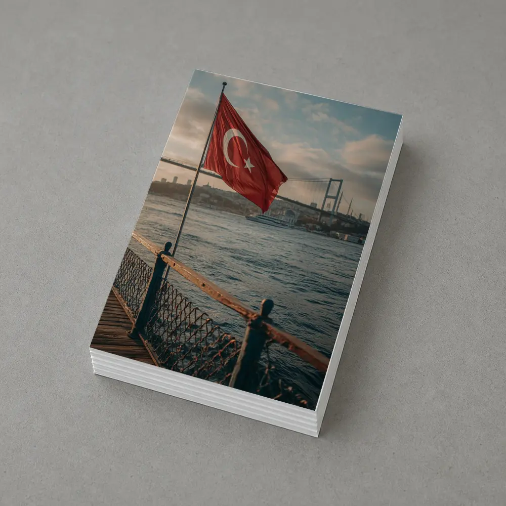 Turkish Flag Over Bosphorus Bridge Istanbul – Postcards