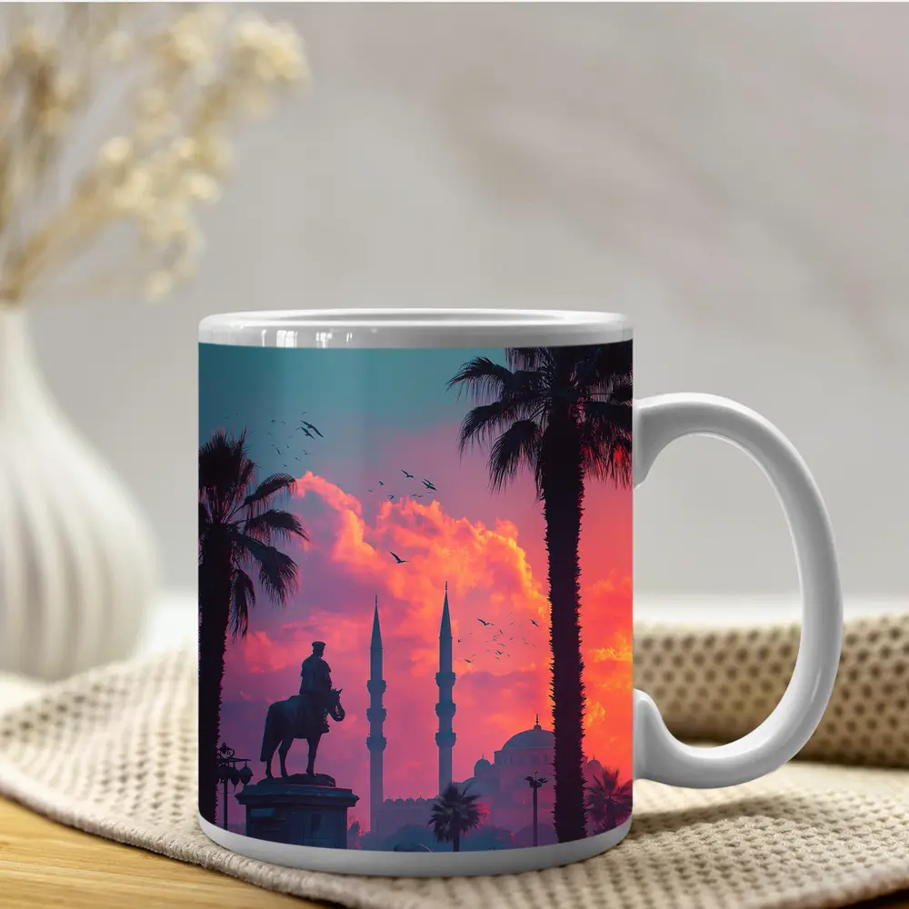 Istanbul Mosque Silhouette Palm Trees Sunset – Mugs