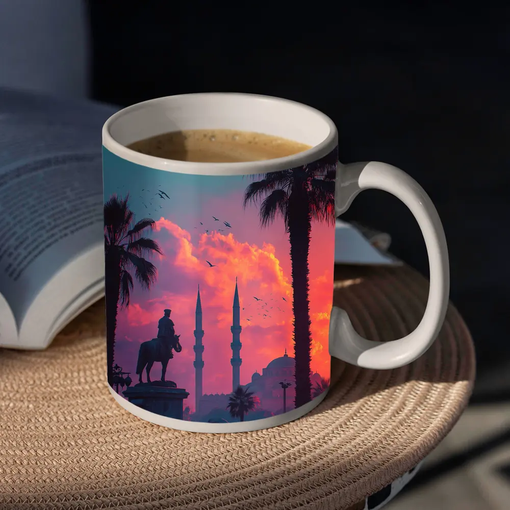 Istanbul Mosque Silhouette Palm Trees Sunset – Mugs