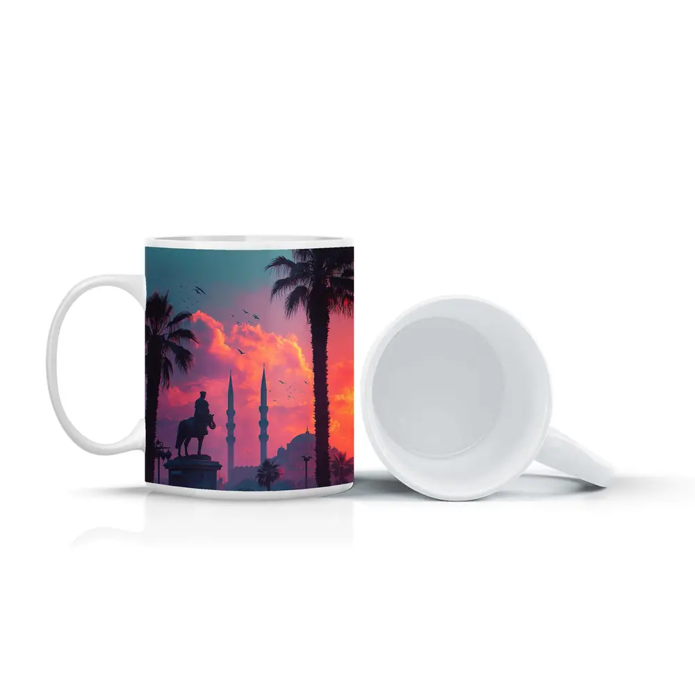 Istanbul Mosque Silhouette Palm Trees Sunset – Mugs