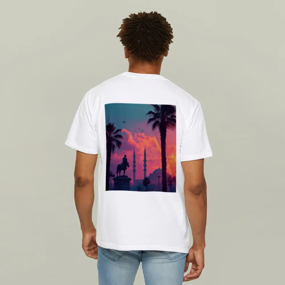 Istanbul Mosque Silhouette Palm Trees Sunset – T-Shirts
