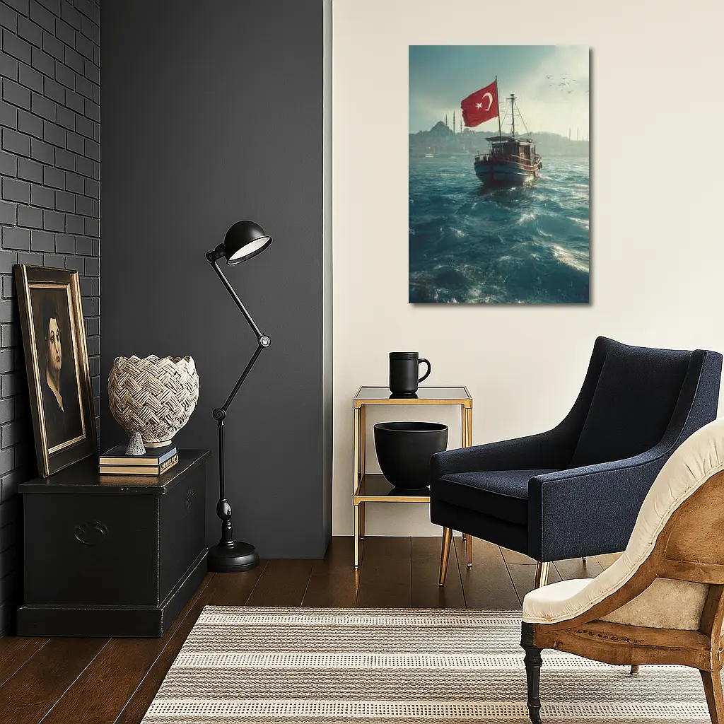 Turkish Flag Fishing Boat Istanbul Bosphorus – Wall Art
