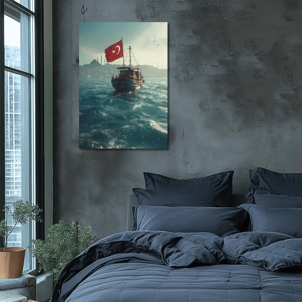 Turkish Flag Fishing Boat Istanbul Bosphorus – Wall Art