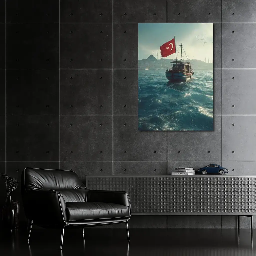 Turkish Flag Fishing Boat Istanbul Bosphorus – Wall Art