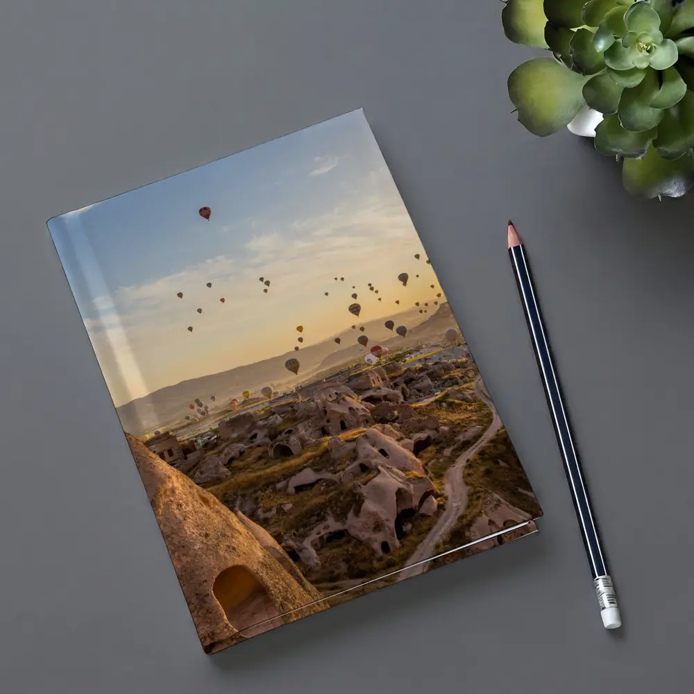 Hot Air Balloons Over Cappadocia Cave Landscape – Notebooks
