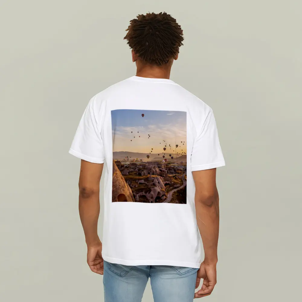 Hot Air Balloons Over Cappadocia Cave Landscape – T-Shirts
