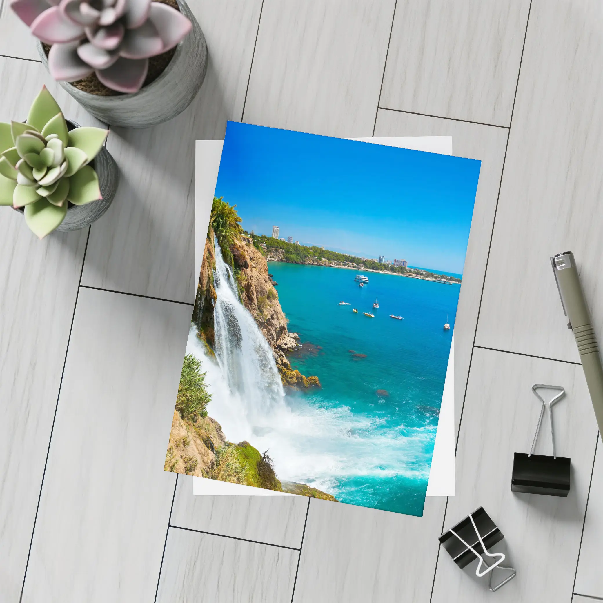 Duden Waterfall Cliffs Antalya Turkey Coast – Postcards