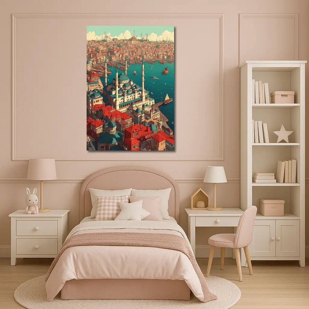 Istanbul Turkey Mosque City Illustration Art – Wall Art