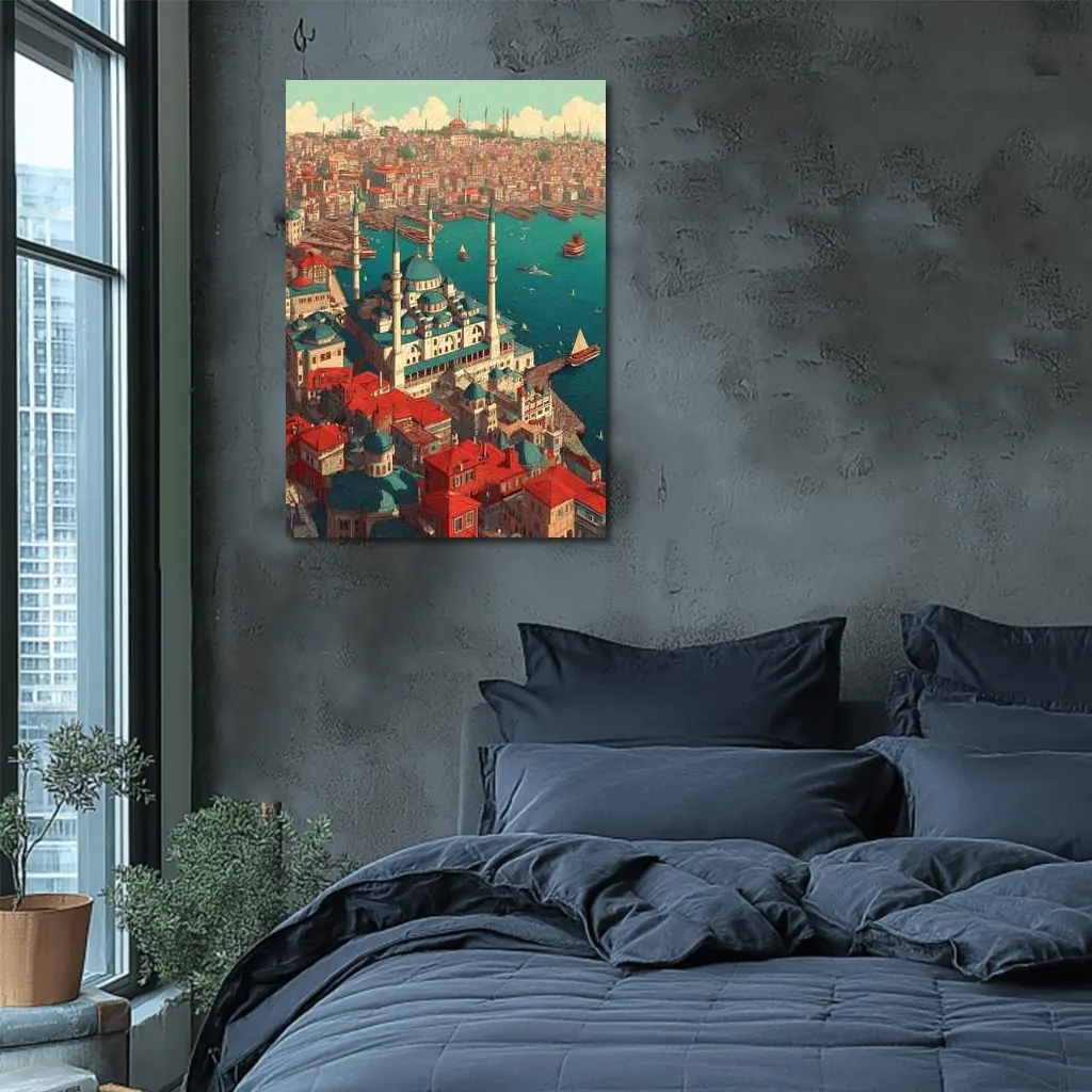 Istanbul Turkey Mosque City Illustration Art – Wall Art
