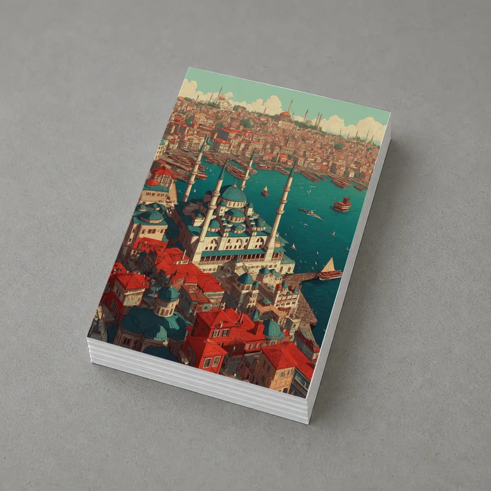 Istanbul Turkey Mosque City Illustration Art – Postcards