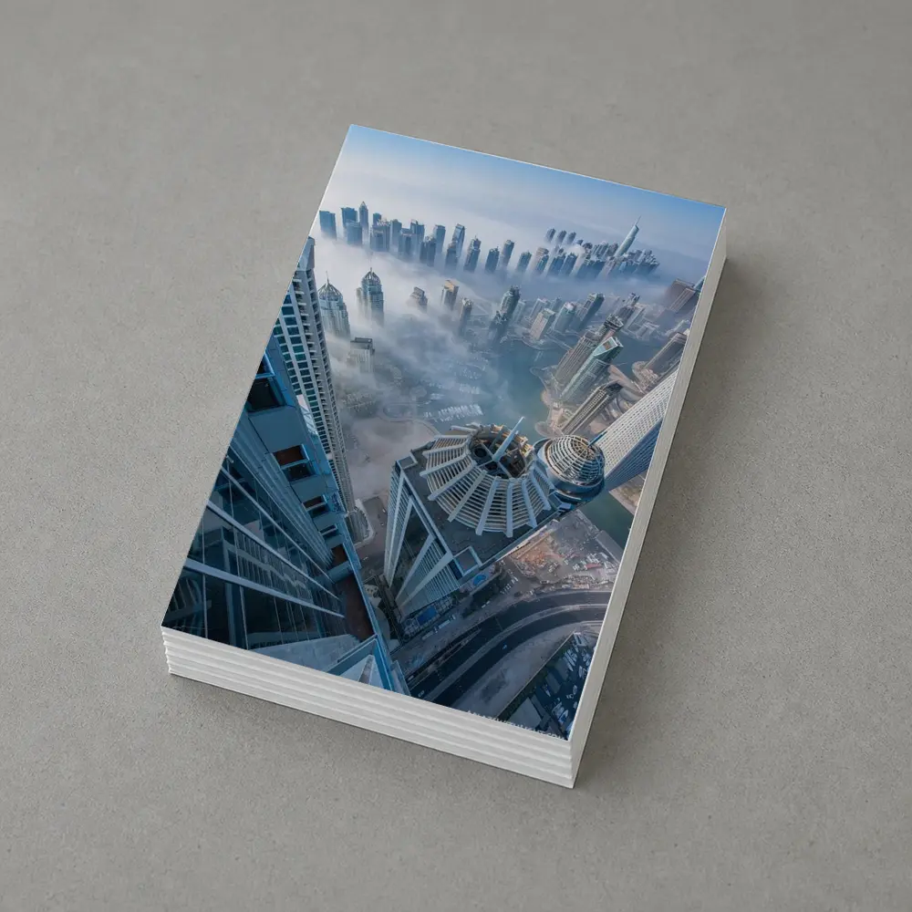 Dubai Skyline Skyscrapers Aerial Fog View – Postcards