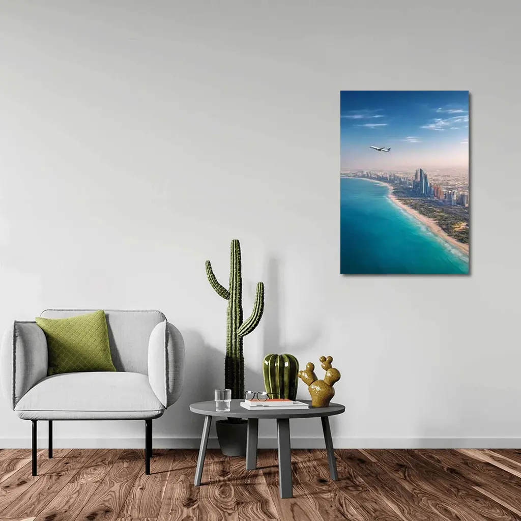 Abu Dhabi Skyline Aerial View Airplane – Wall Art