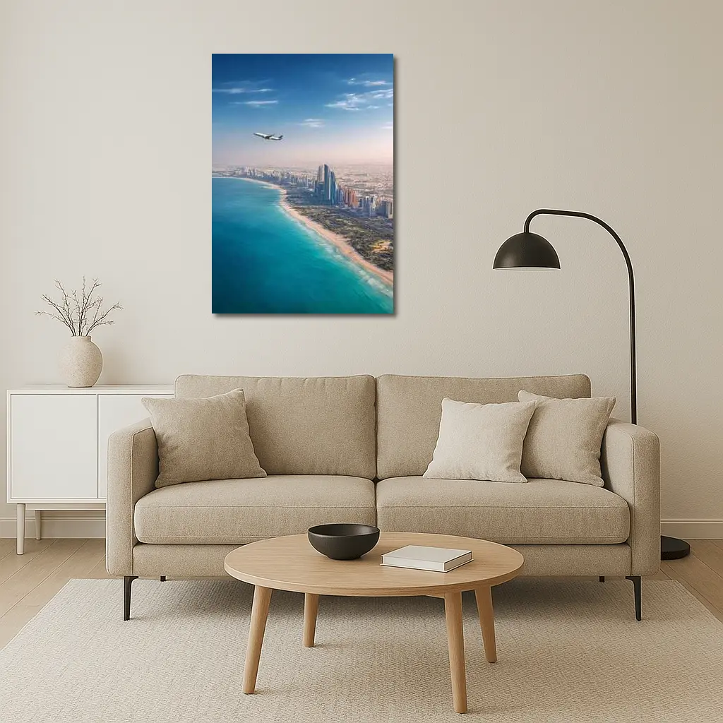Abu Dhabi Skyline Aerial View Airplane – Wall Art