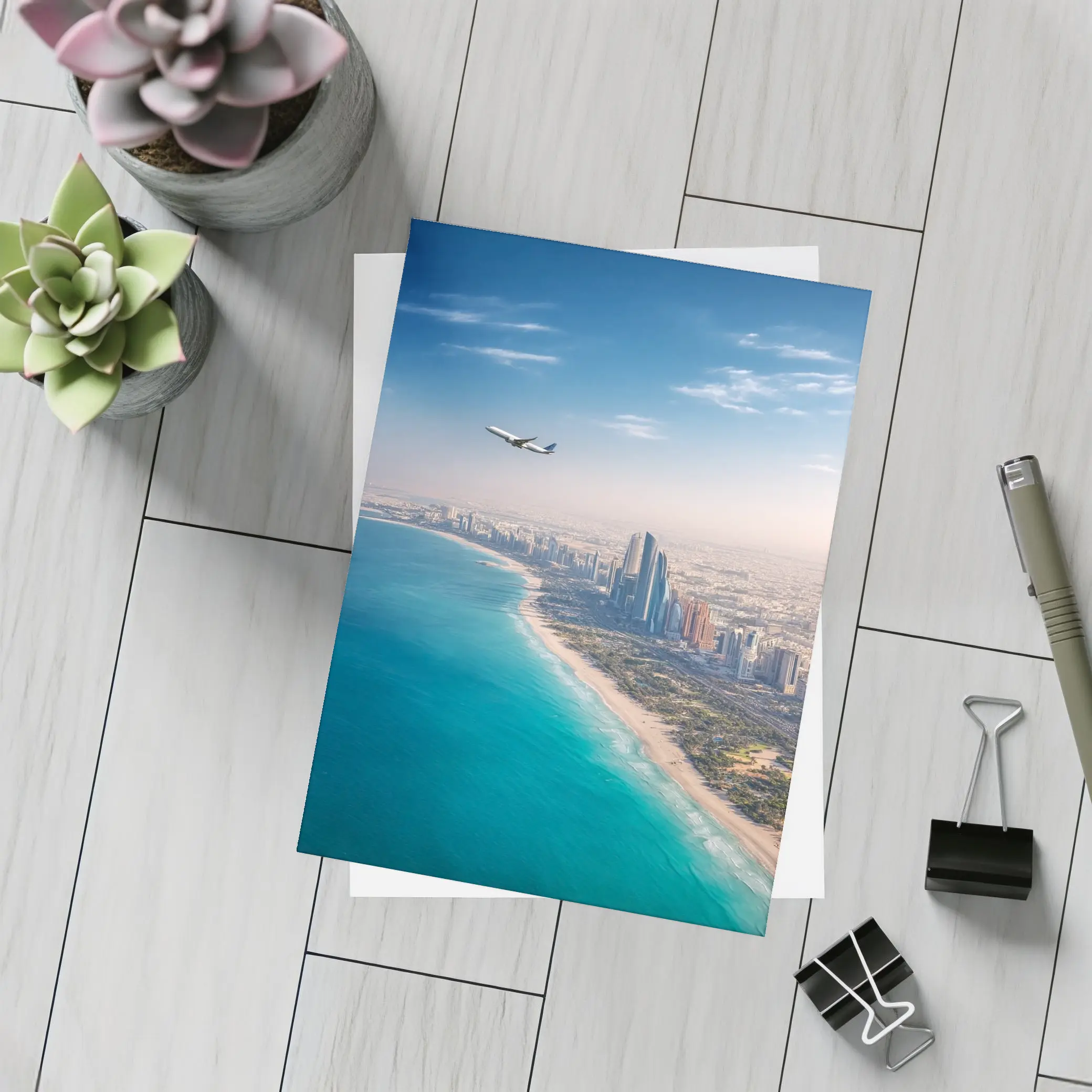 Abu Dhabi Skyline Aerial View Airplane – Postcards