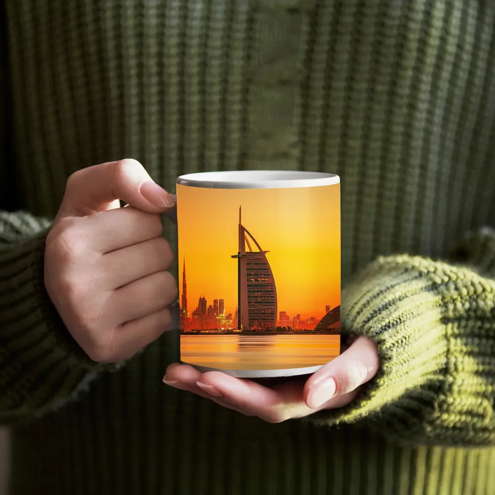 Burj Al Arab Dubai Skyline Sunset View – Mugs