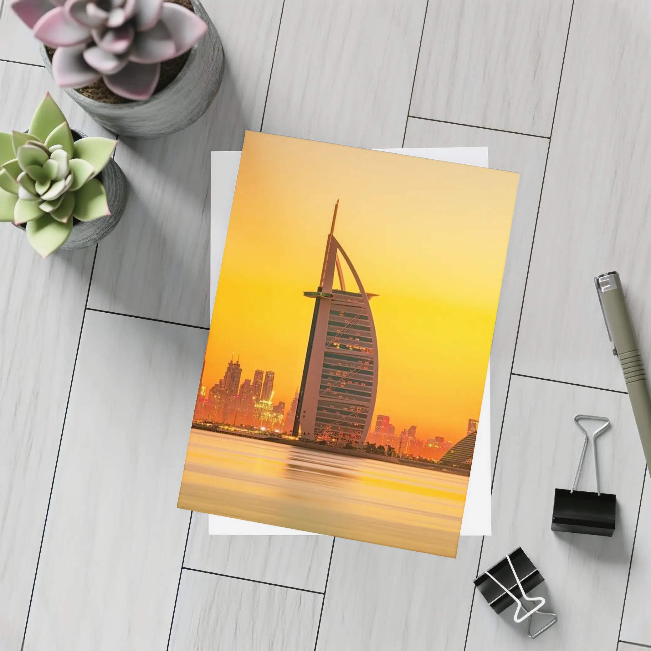 Burj Al Arab Dubai Skyline Sunset View – Postcards