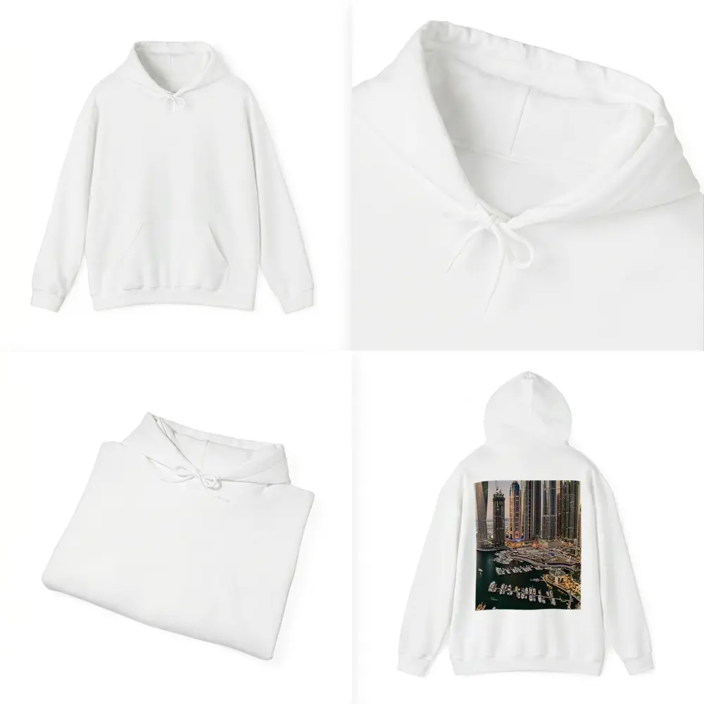 Dubai Marina Skyline Yachts Dusk Aerial View – Hoodies