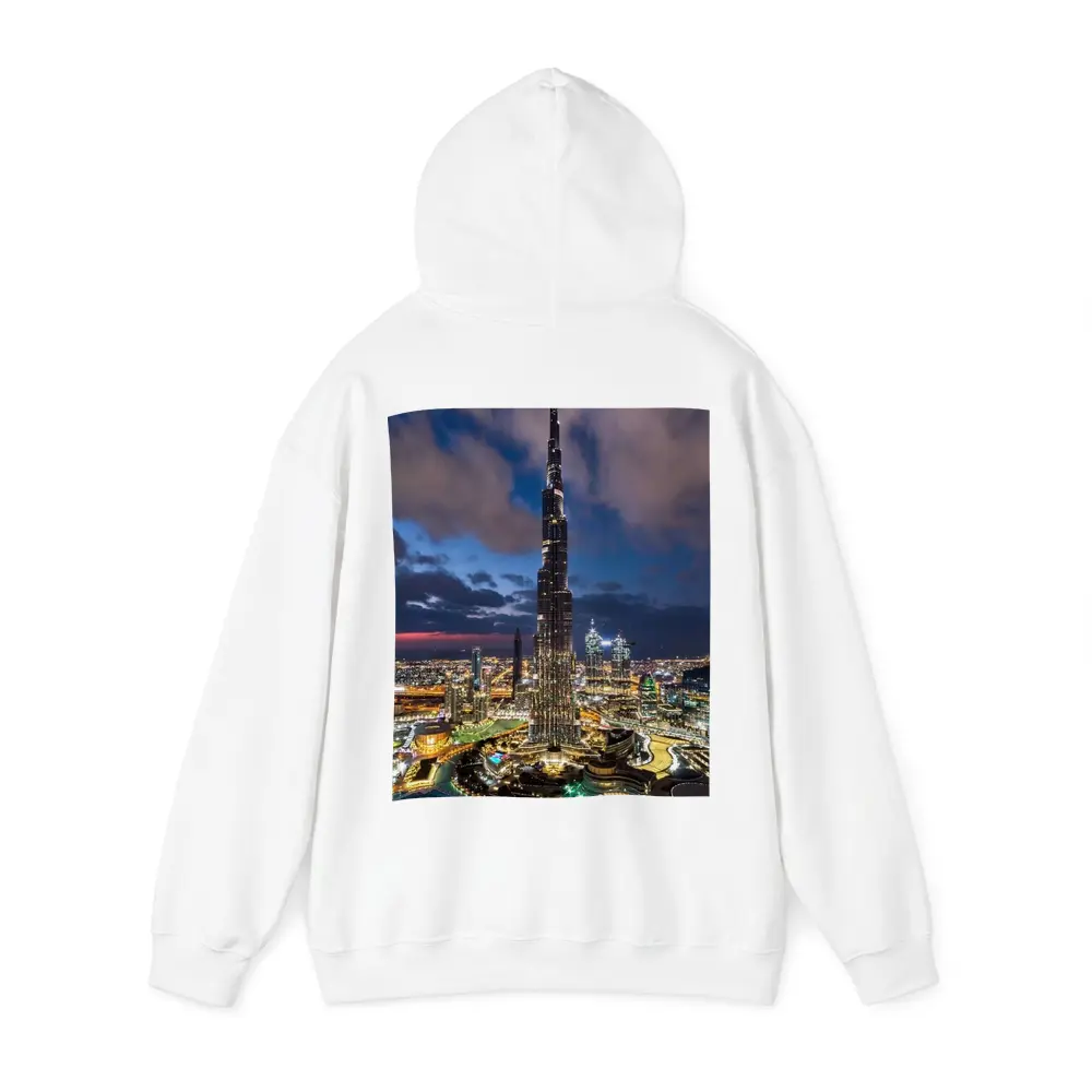Burj Khalifa Dubai City Night Aerial View – Hoodies