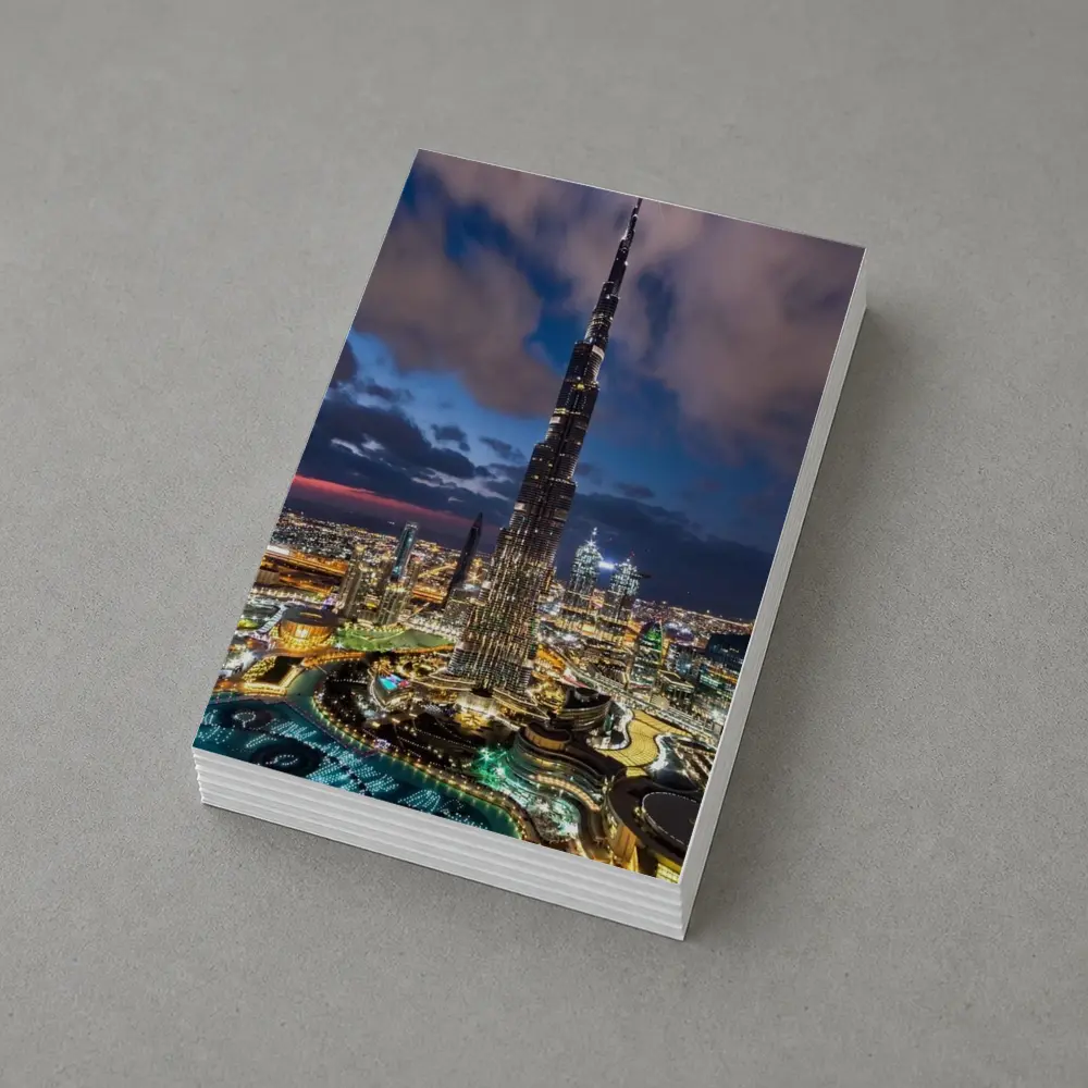 Burj Khalifa Dubai City Night Aerial View – Postcards