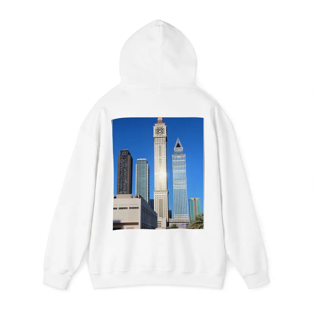 Dubai Clock Tower Skyscrapers Blue Sky – Hoodies