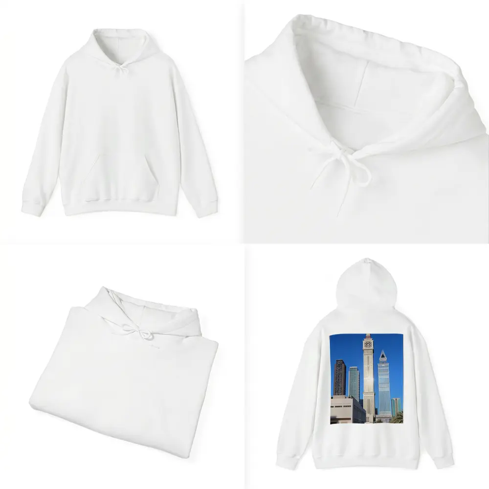 Dubai Clock Tower Skyscrapers Blue Sky – Hoodies