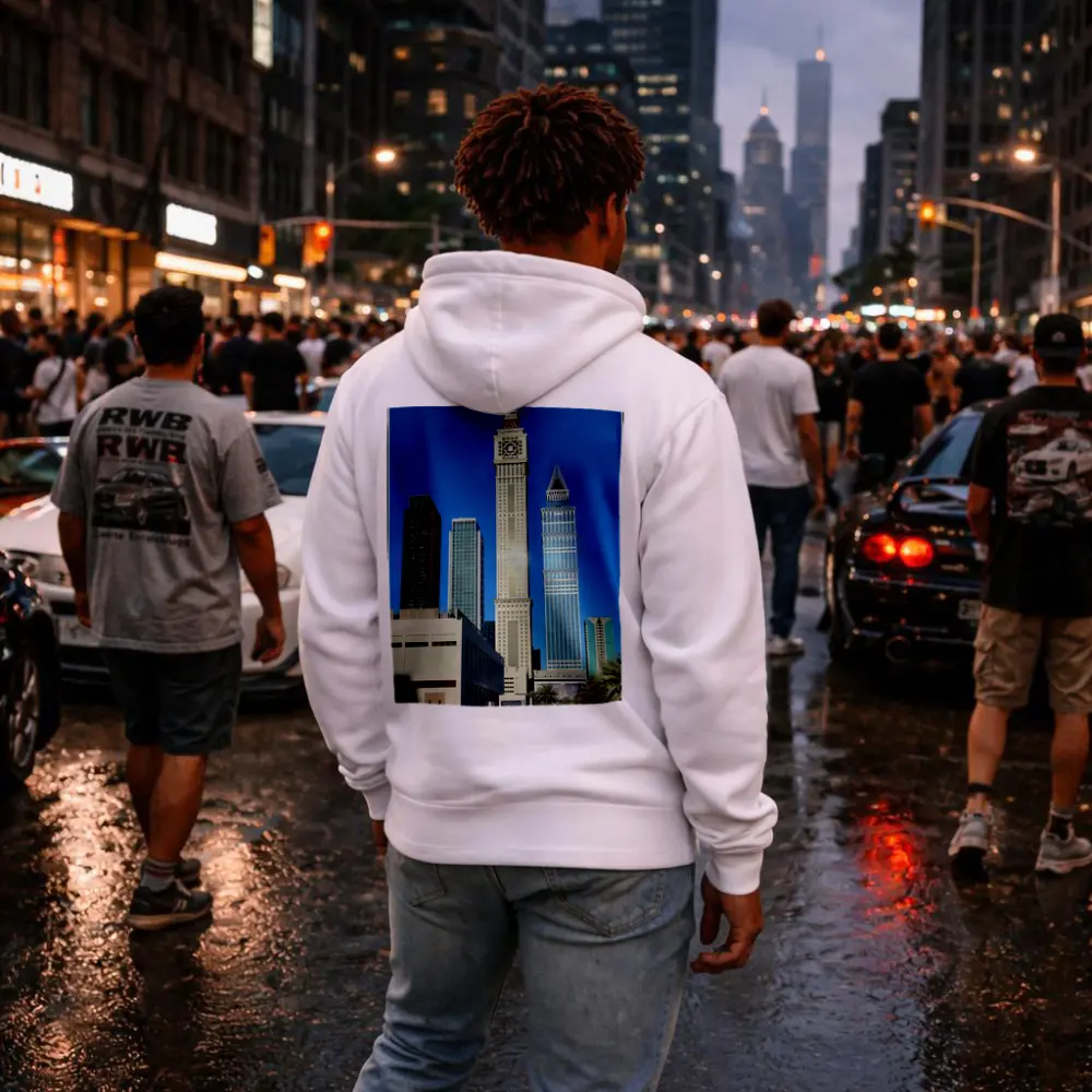 Dubai Clock Tower Skyscrapers Blue Sky – Hoodies