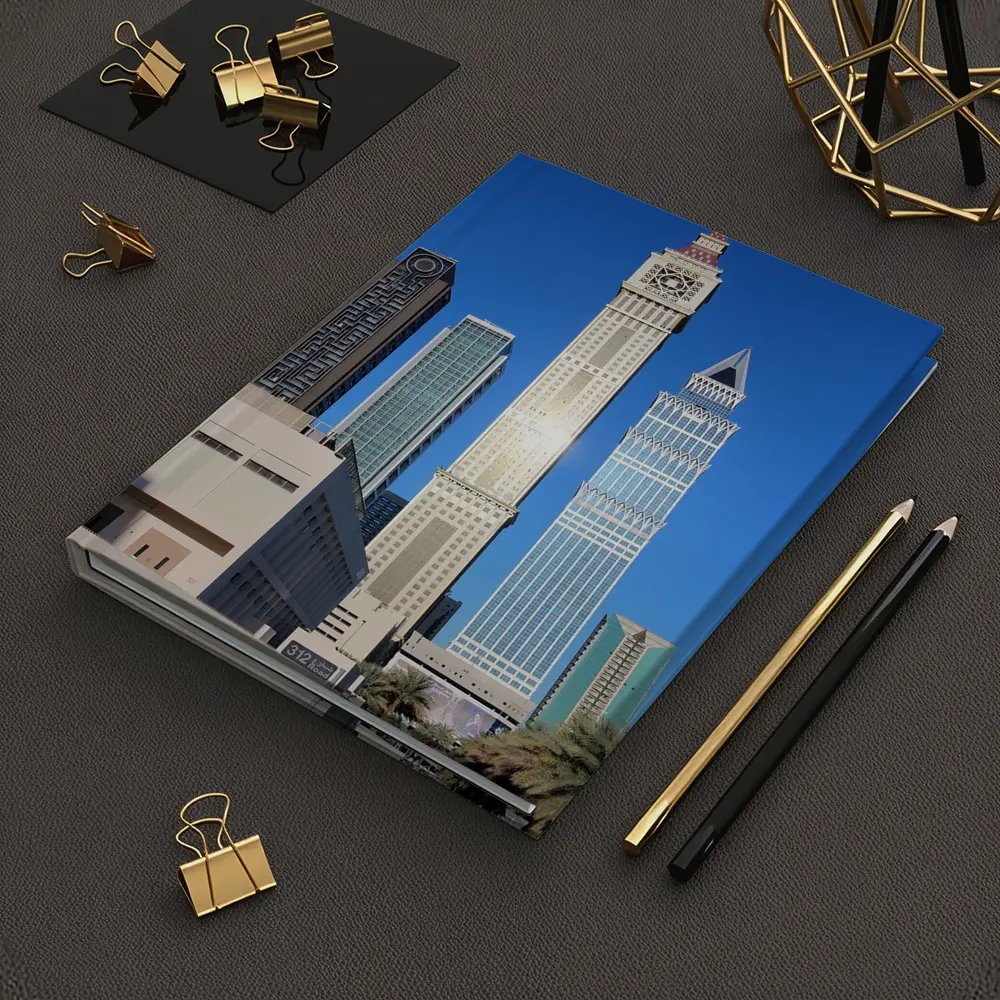 Dubai Clock Tower Skyscrapers Blue Sky – Notebooks