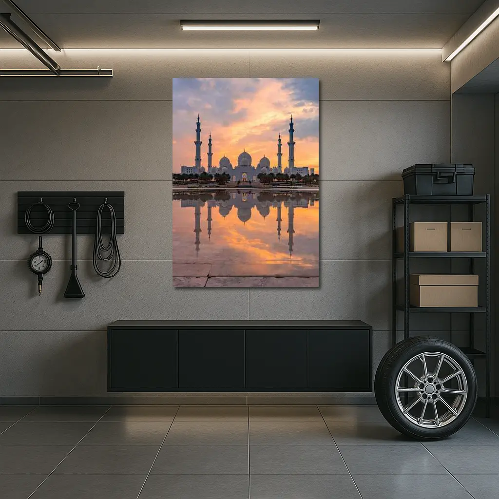 Sheikh Zayed Grand Mosque Sunset Reflection – Wall Art