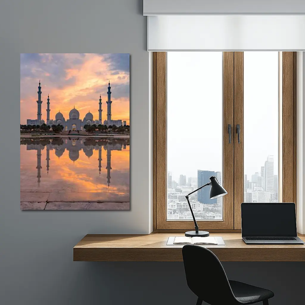 Sheikh Zayed Grand Mosque Sunset Reflection – Wall Art