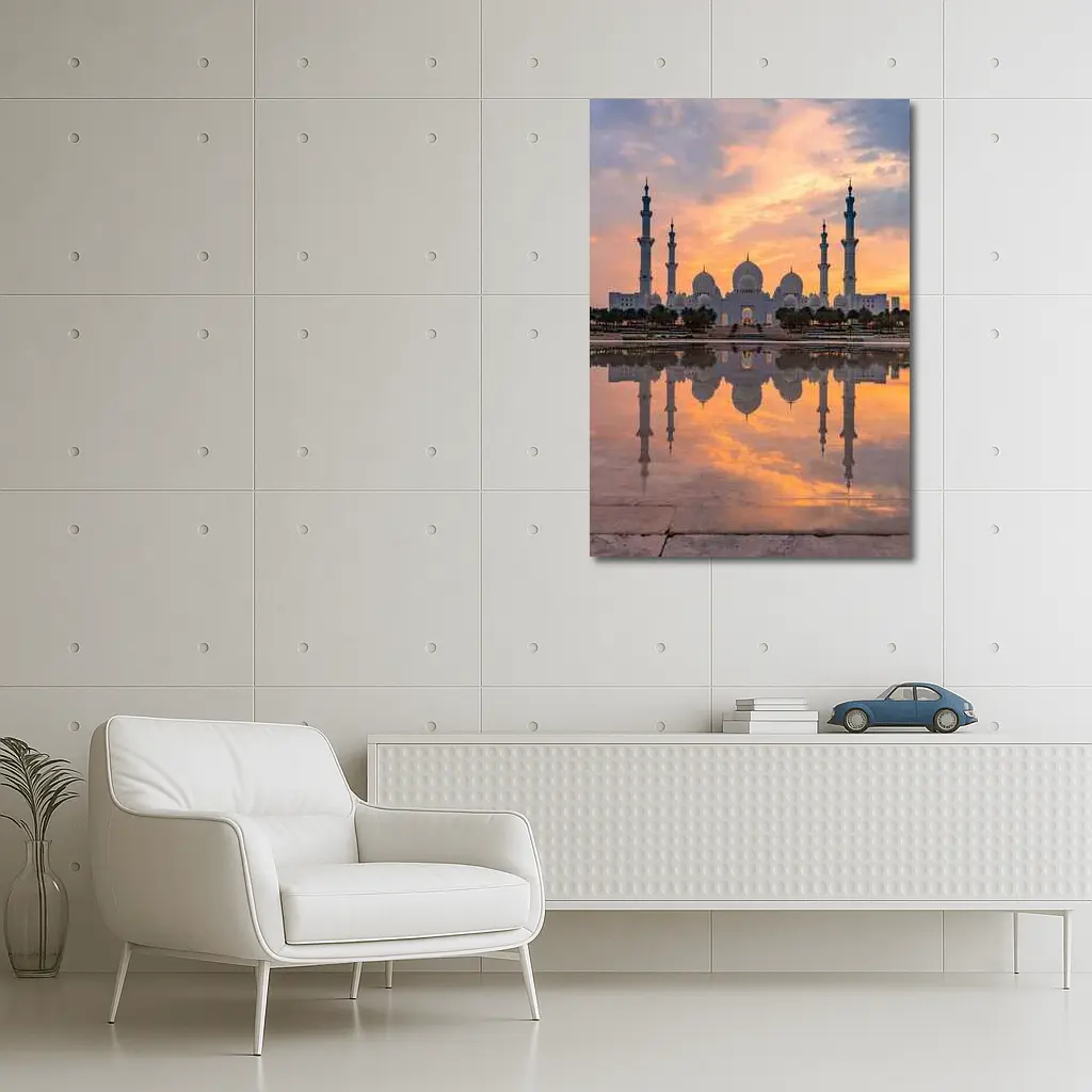 Sheikh Zayed Grand Mosque Sunset Reflection – Wall Art