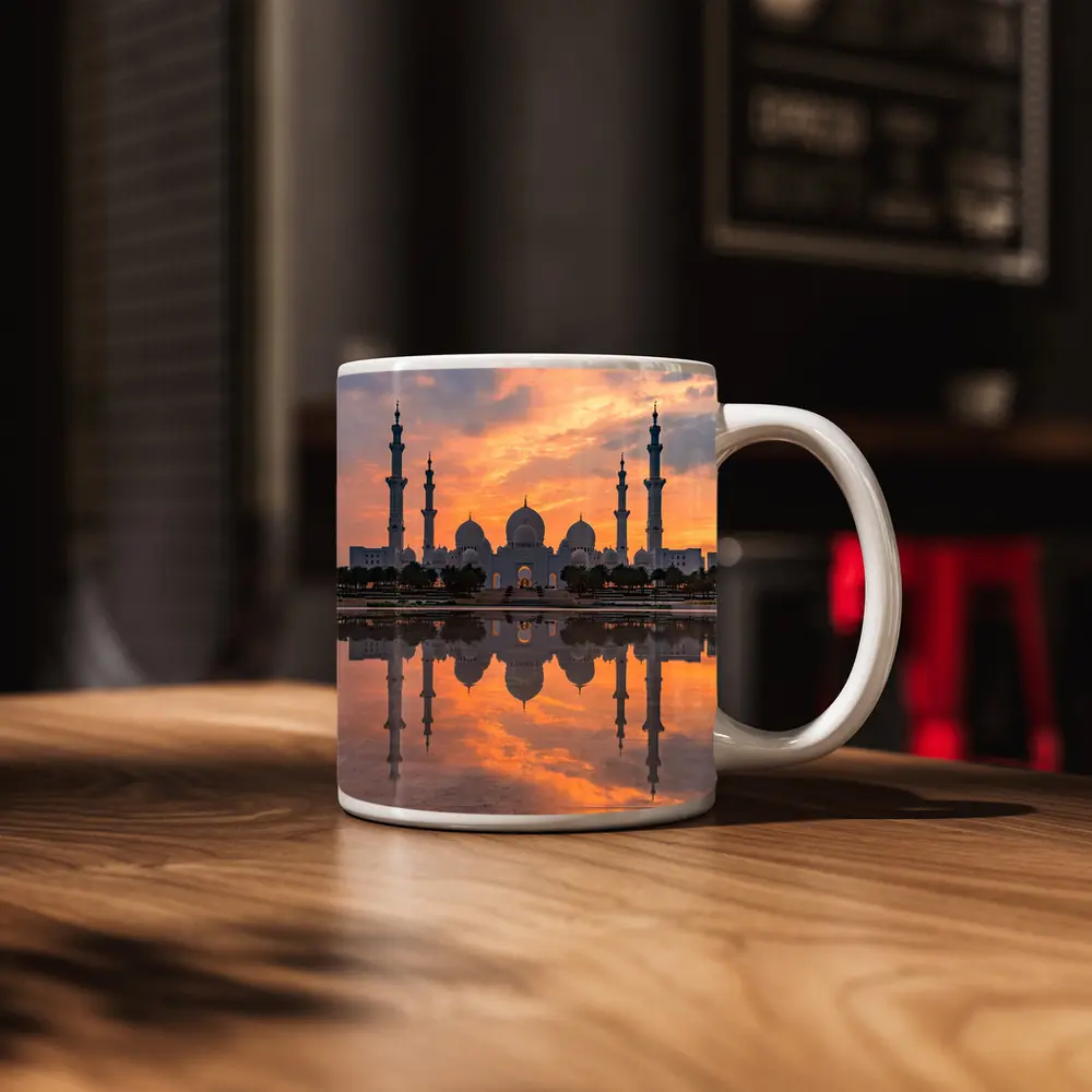 Sheikh Zayed Grand Mosque Sunset Reflection – Mugs