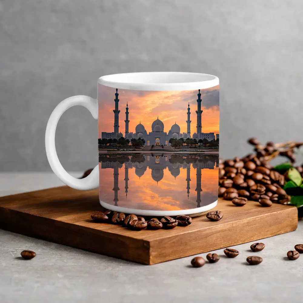 Sheikh Zayed Grand Mosque Sunset Reflection – Mugs