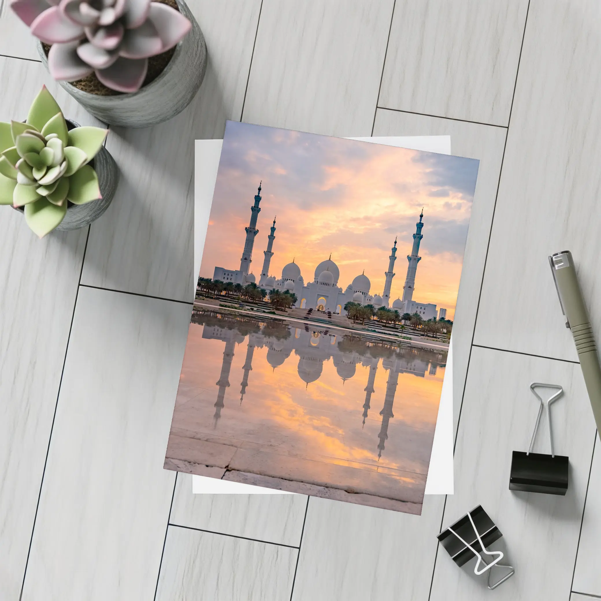 Sheikh Zayed Grand Mosque Sunset Reflection – Postcards