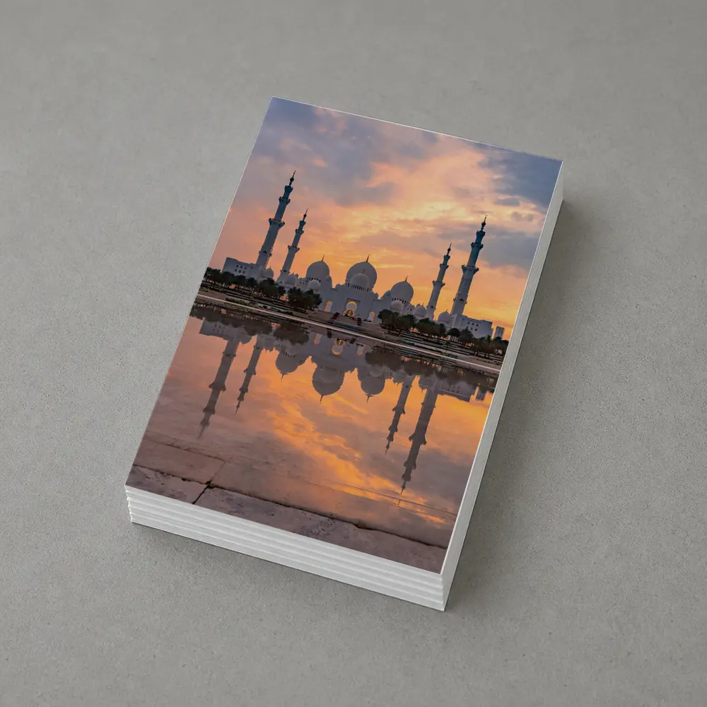 Sheikh Zayed Grand Mosque Sunset Reflection – Postcards