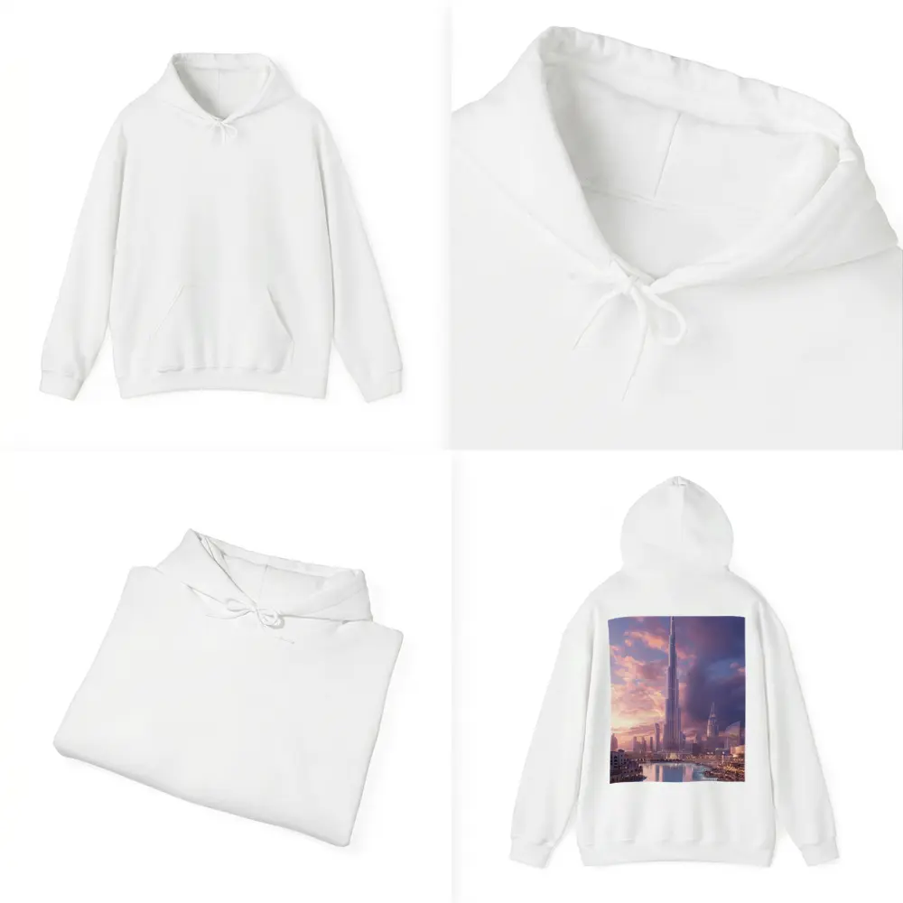 Burj Khalifa Dubai Skyline Purple Sunset – Hoodies