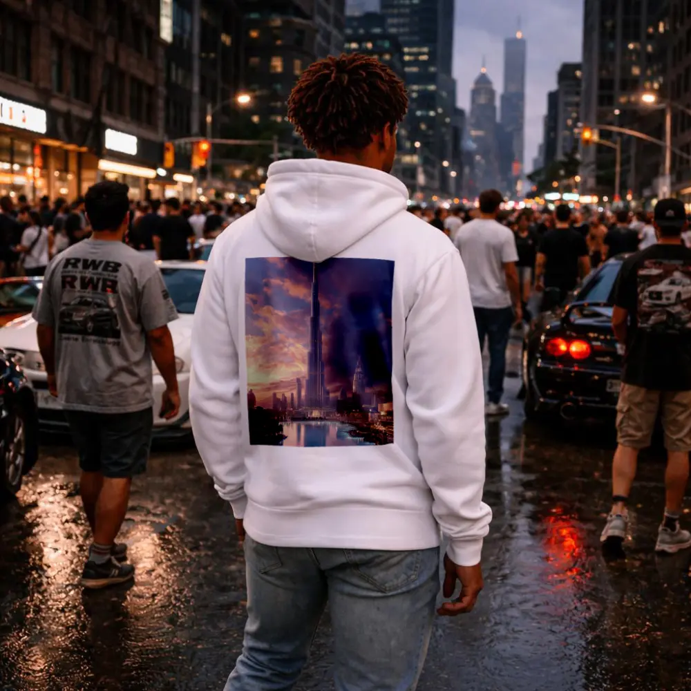 Burj Khalifa Dubai Skyline Purple Sunset – Hoodies