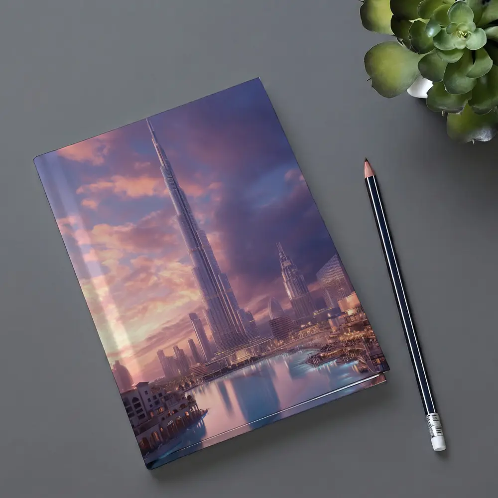 Burj Khalifa Dubai Skyline Purple Sunset – Notebooks