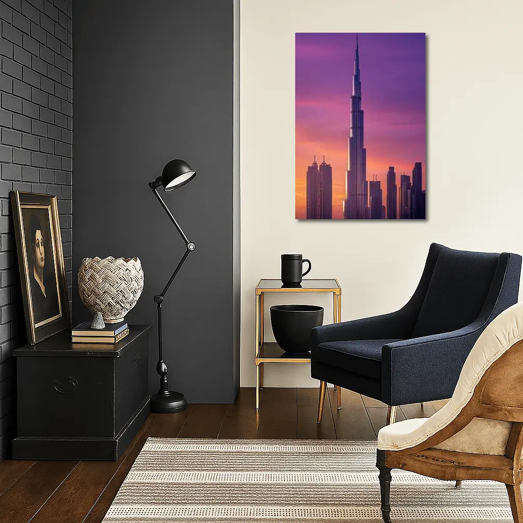 Burj Khalifa Dubai Purple Sunset Sky – Wall Art