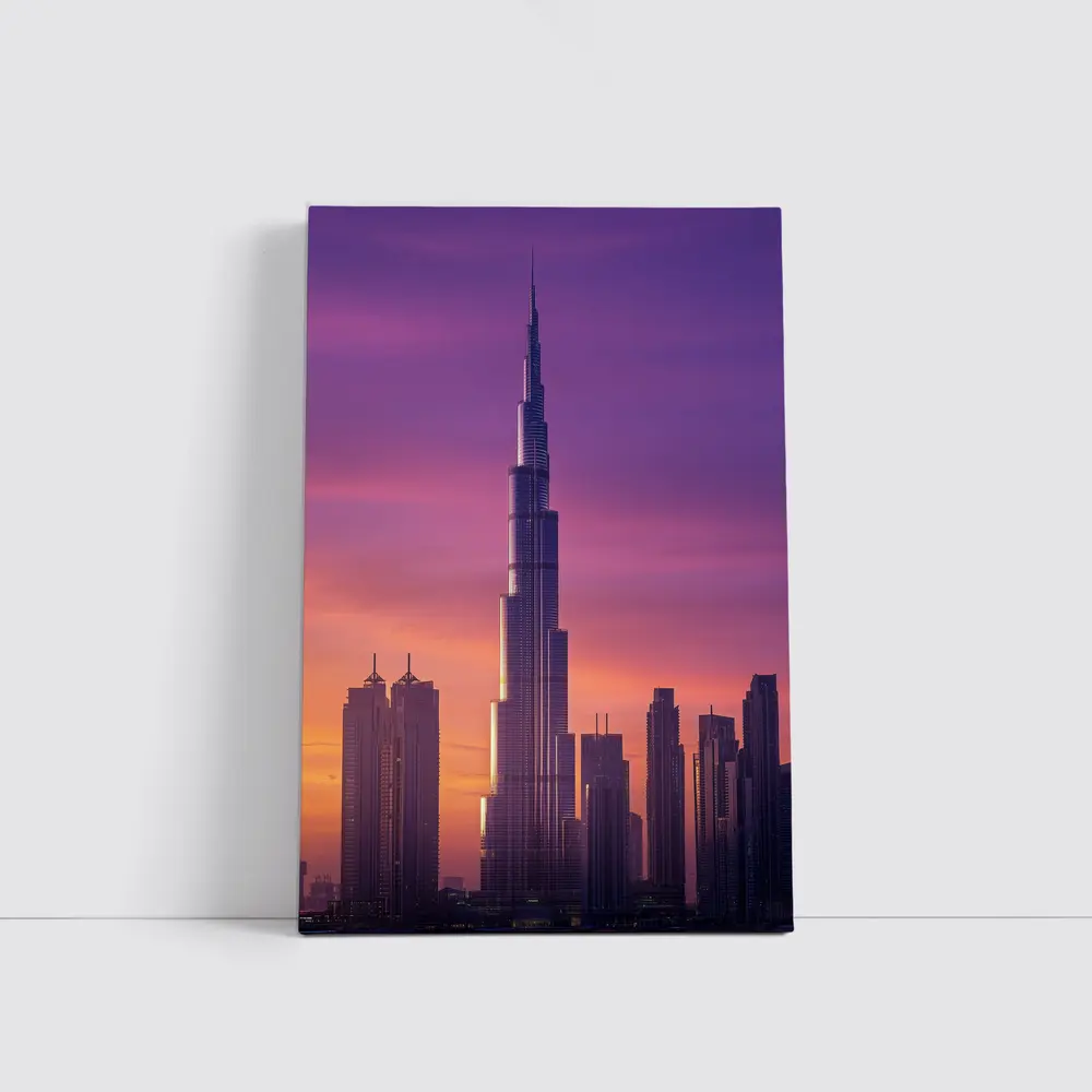 Burj Khalifa Dubai Purple Sunset Sky – Wall Art