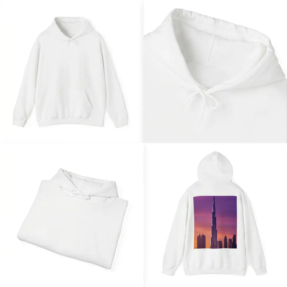 Burj Khalifa Dubai Purple Sunset Sky – Hoodies