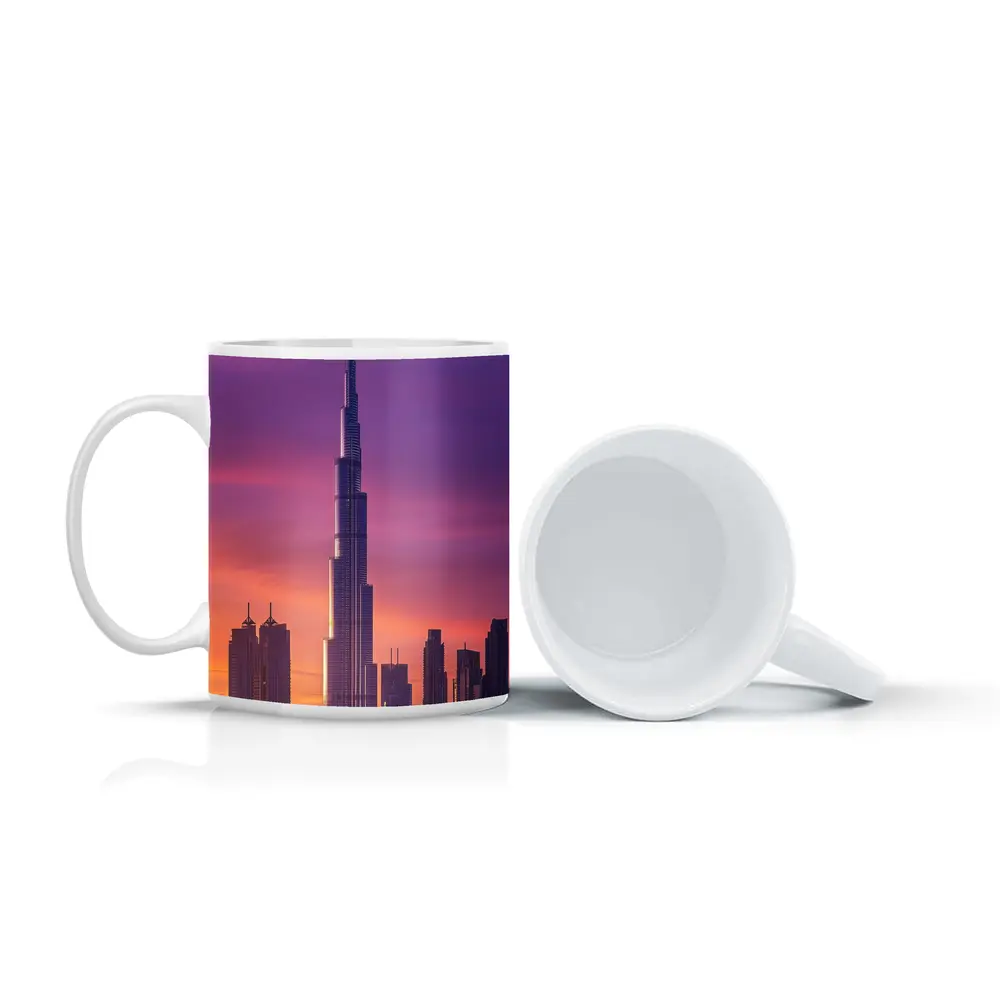Burj Khalifa Dubai Purple Sunset Sky – Mugs