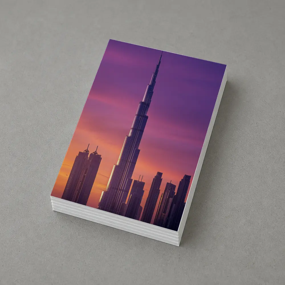 Burj Khalifa Dubai Purple Sunset Sky – Postcards