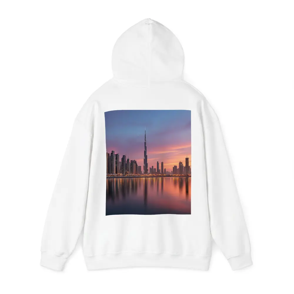 Dubai Skyline Burj Khalifa Sunset Reflection – Hoodies