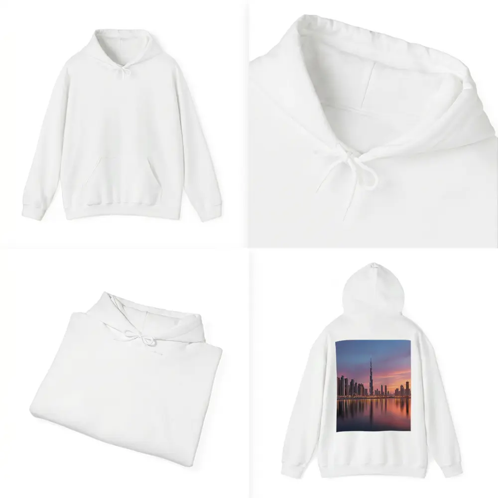 Dubai Skyline Burj Khalifa Sunset Reflection – Hoodies