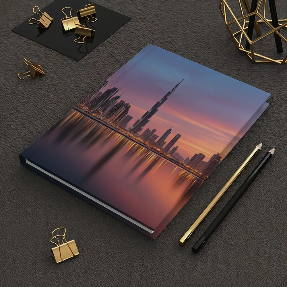 Dubai Skyline Burj Khalifa Sunset Reflection – Notebooks