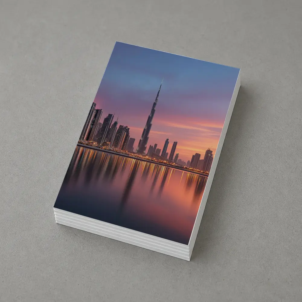 Dubai Skyline Burj Khalifa Sunset Reflection – Postcards