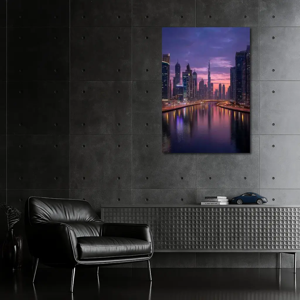 Dubai Skyline Burj Khalifa Sunset Reflection – Wall Art