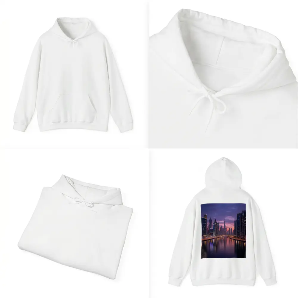 Dubai Skyline Burj Khalifa Sunset Reflection – Hoodies
