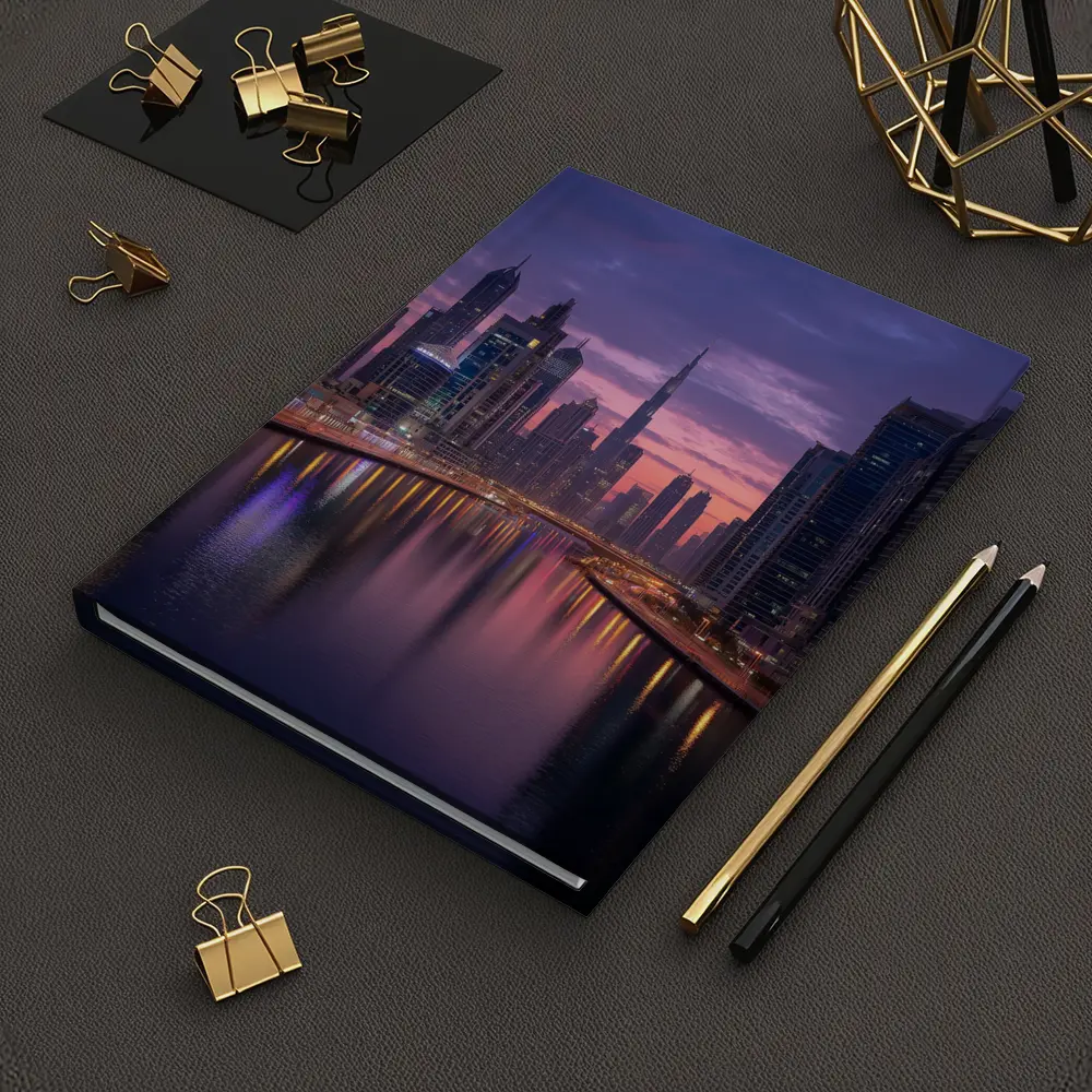 Dubai Skyline Burj Khalifa Sunset Reflection – Notebooks